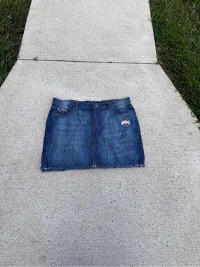 Vintage OSU Embroidered Jean Skirt